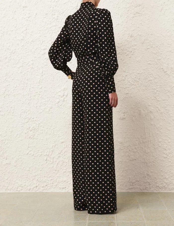 Women Clothing Zimmermann Utility Blouse Blackcream Dot