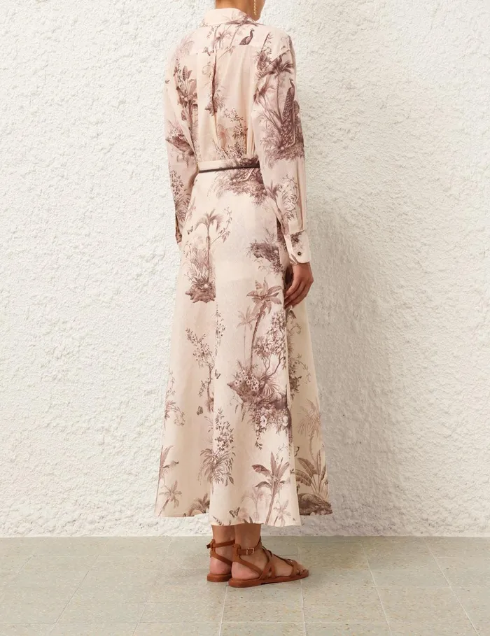 Women Clothing Zimmermann Waverly Bias Midi Skirt Beige Palm