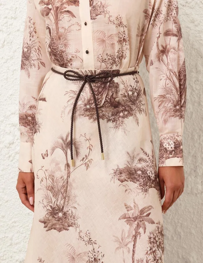Women Clothing Zimmermann Waverly Bias Midi Skirt Beige Palm
