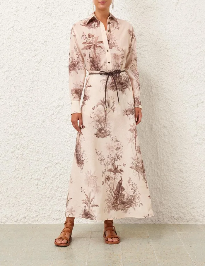 Women Clothing Zimmermann Waverly Bias Midi Skirt Beige Palm