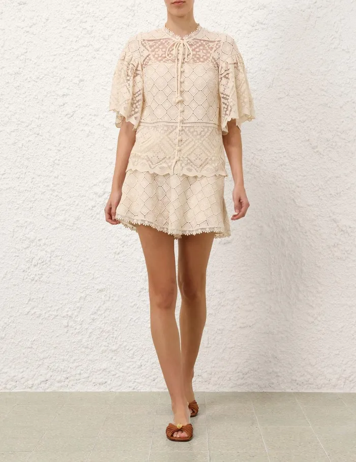 Women Clothing Zimmermann Wylie Crochet Short Tea