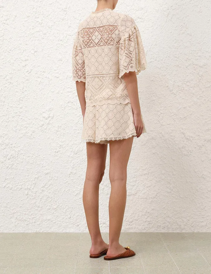 Women Clothing Zimmermann Wylie Crochet Short Tea