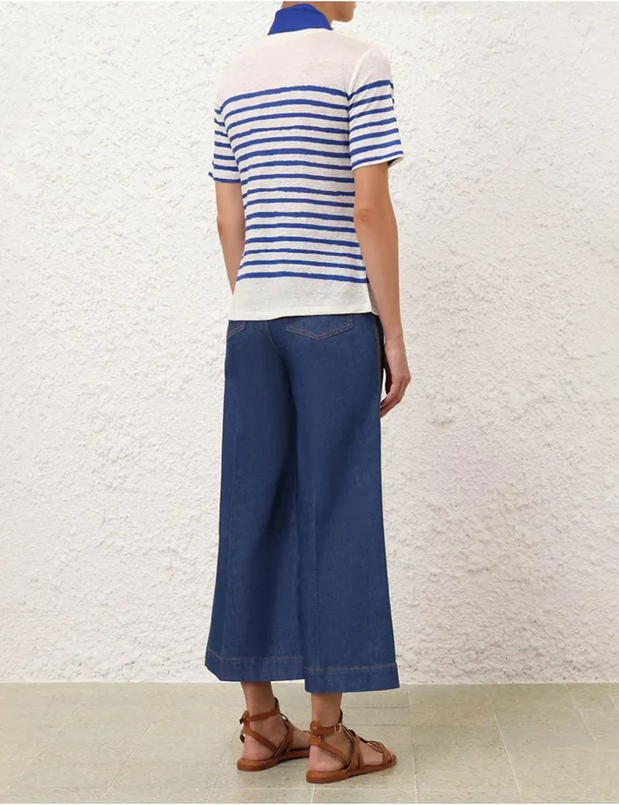 Women Clothing Zimmermann Wylie Stripe Tee Cobaltivory