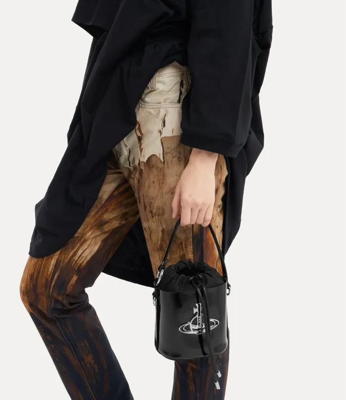Women Daisy Small Drawstring Bucket Bag Black Vivienne Westwood Handbags Women Daisy Small Drawstring Bucket Bag Black Vivienne Westwood Handbags