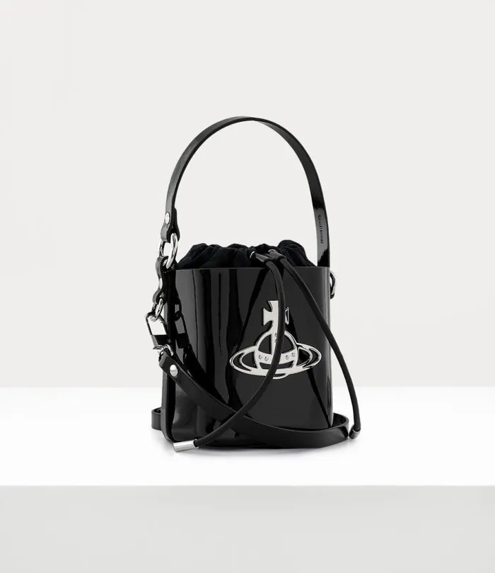 Women Daisy Small Drawstring Bucket Bag Black Vivienne Westwood Handbags Women Daisy Small Drawstring Bucket Bag Black Vivienne Westwood Handbags