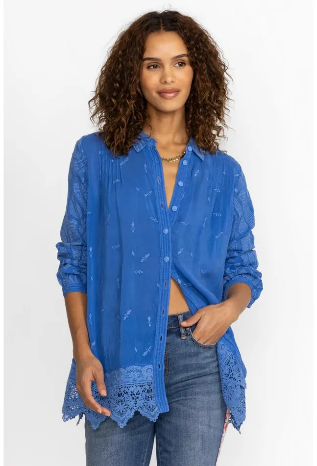 Women Deni Sana Tunic Blue Gem Johnny Was Tops