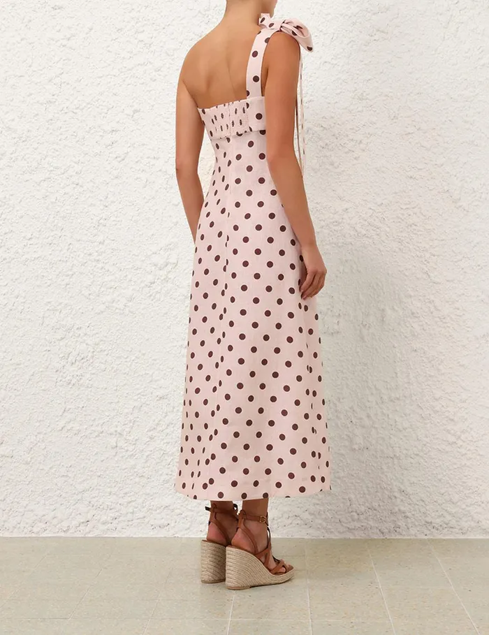 Women Dresses and Coverups Zimmermann Acacia One Shoulder Midi Dress Creamtan Dot