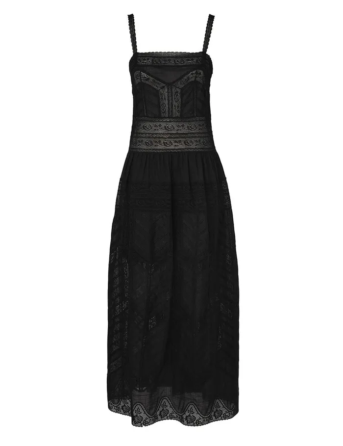 Women Dresses and Coverups Zimmermann Halliday Lace Trim Slip Dress Black