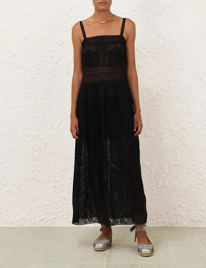 Women Dresses and Coverups Zimmermann Halliday Lace Trim Slip Dress Black