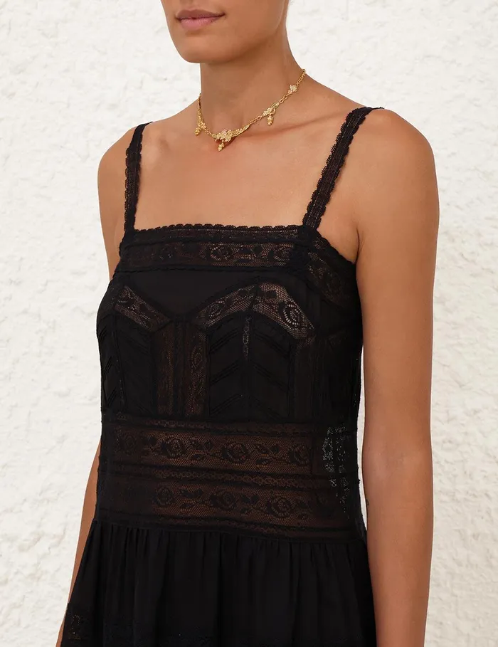 Women Dresses and Coverups Zimmermann Halliday Lace Trim Slip Dress Black