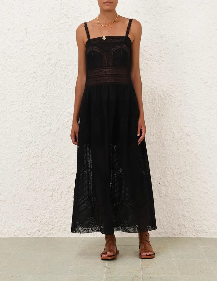 Women Dresses and Coverups Zimmermann Halliday Lace Trim Slip Dress Black