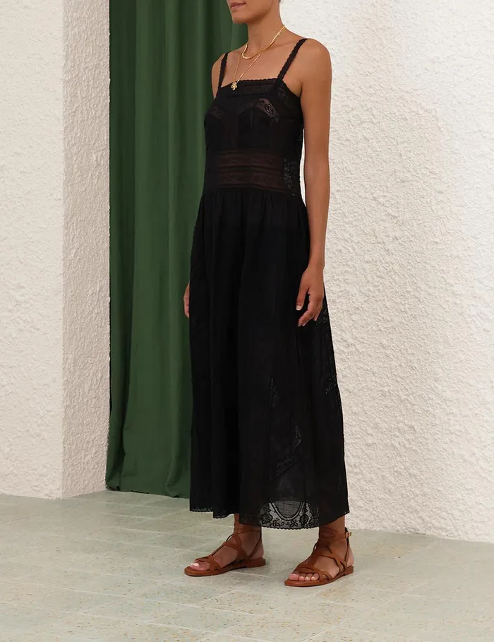 Women Dresses and Coverups Zimmermann Halliday Lace Trim Slip Dress Black