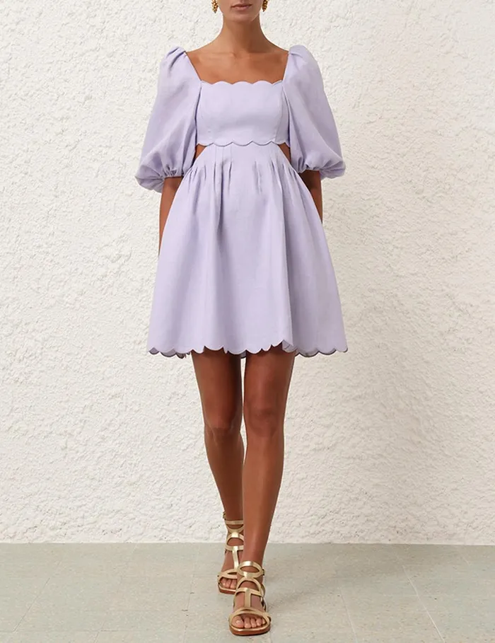 Women Dresses and Coverups Zimmermann Halliday Scallop Mini Dress Lilac