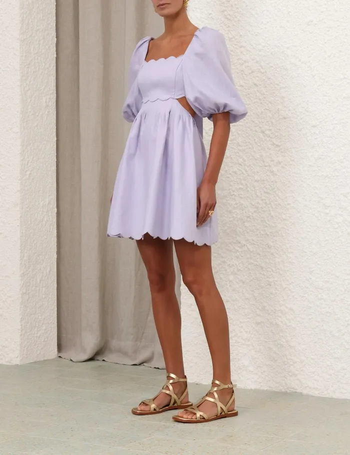 Women Dresses and Coverups Zimmermann Halliday Scallop Mini Dress Lilac