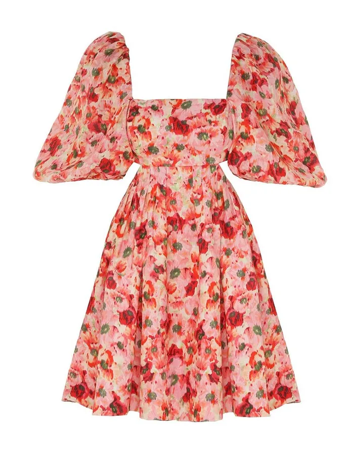 Women Dresses and Coverups Zimmermann Lightburst Cut Out Mini Dress Red Floral
