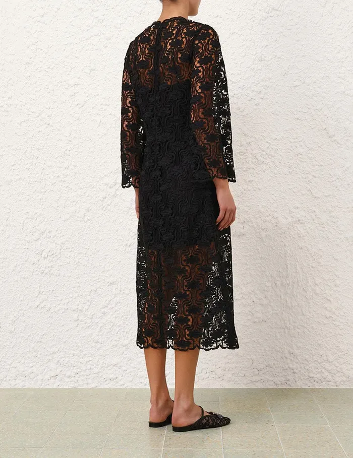 Women Dresses and Coverups Zimmermann Maxine Lace Midi Dress Black