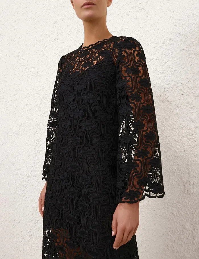 Women Dresses and Coverups Zimmermann Maxine Lace Midi Dress Black