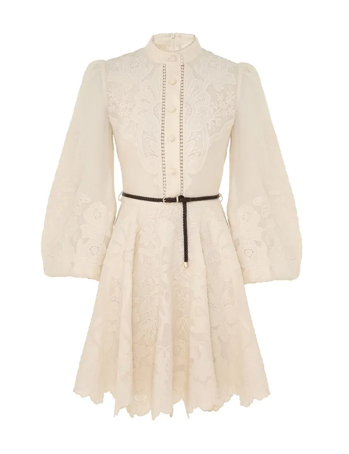 Women Dresses and Coverups Zimmermann Ottie Embroidered Mini Dress Cream