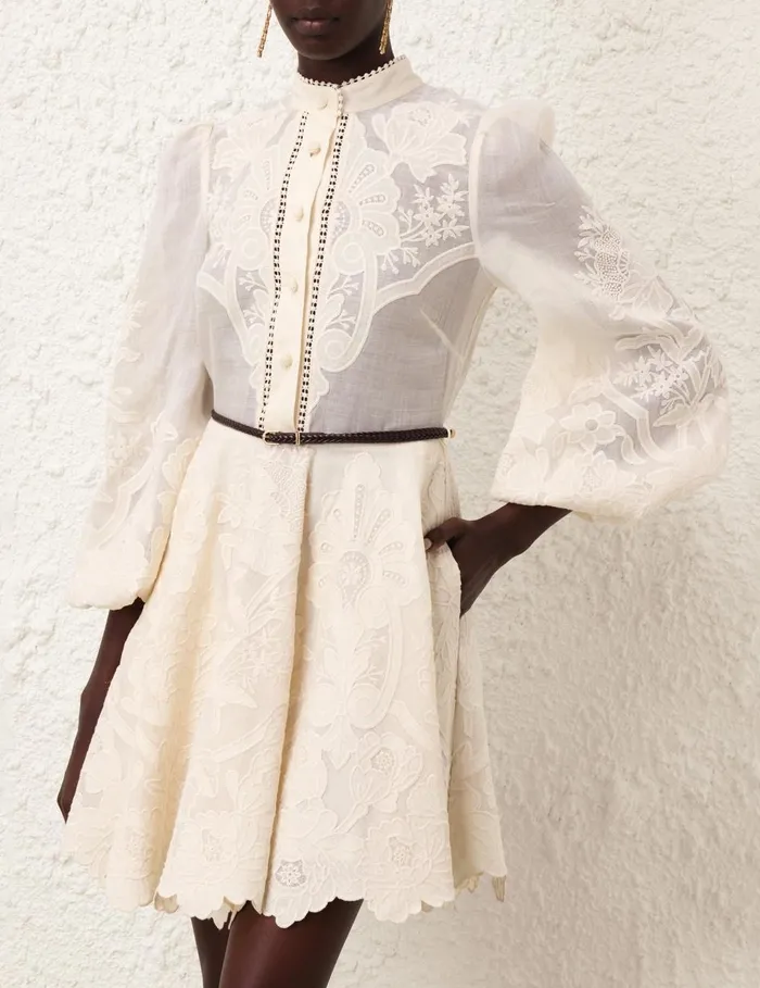 Women Dresses and Coverups Zimmermann Ottie Embroidered Mini Dress Cream
