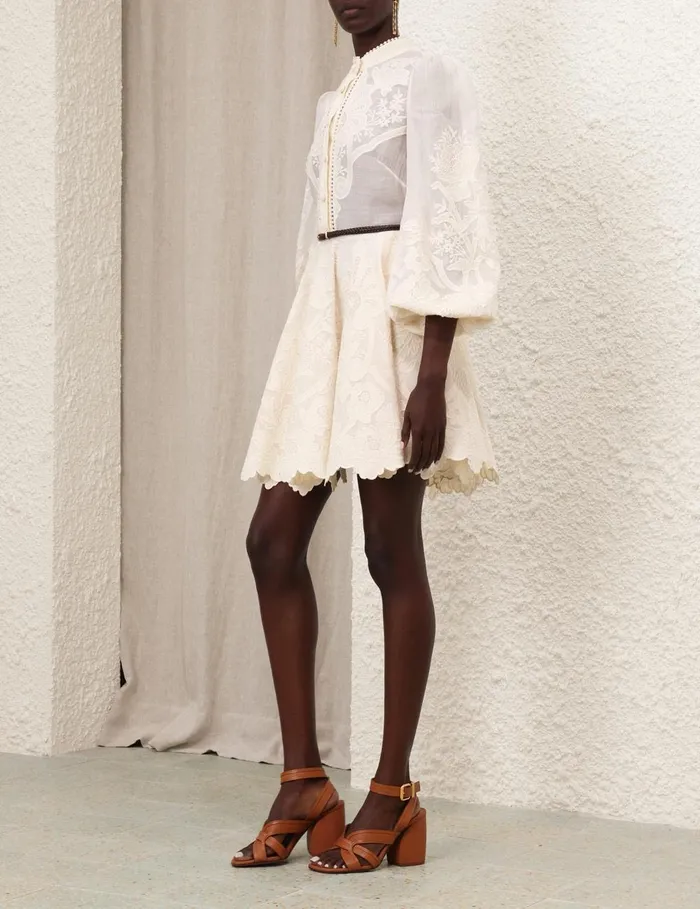 Women Dresses and Coverups Zimmermann Ottie Embroidered Mini Dress Cream