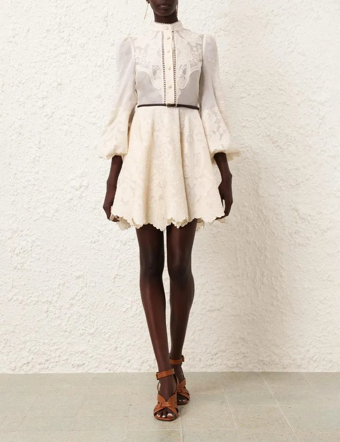 Women Dresses and Coverups Zimmermann Ottie Embroidered Mini Dress Cream
