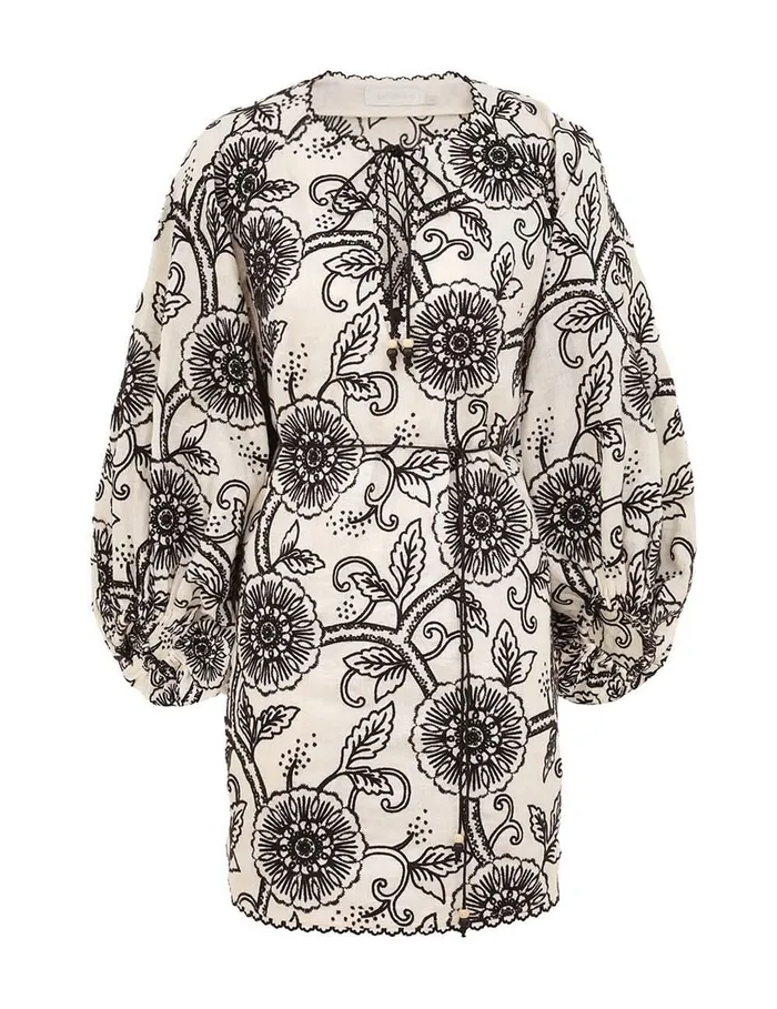 Women Dresses and Coverups Zimmermann Tallow Embroidered Mini Dress Ivoryblack
