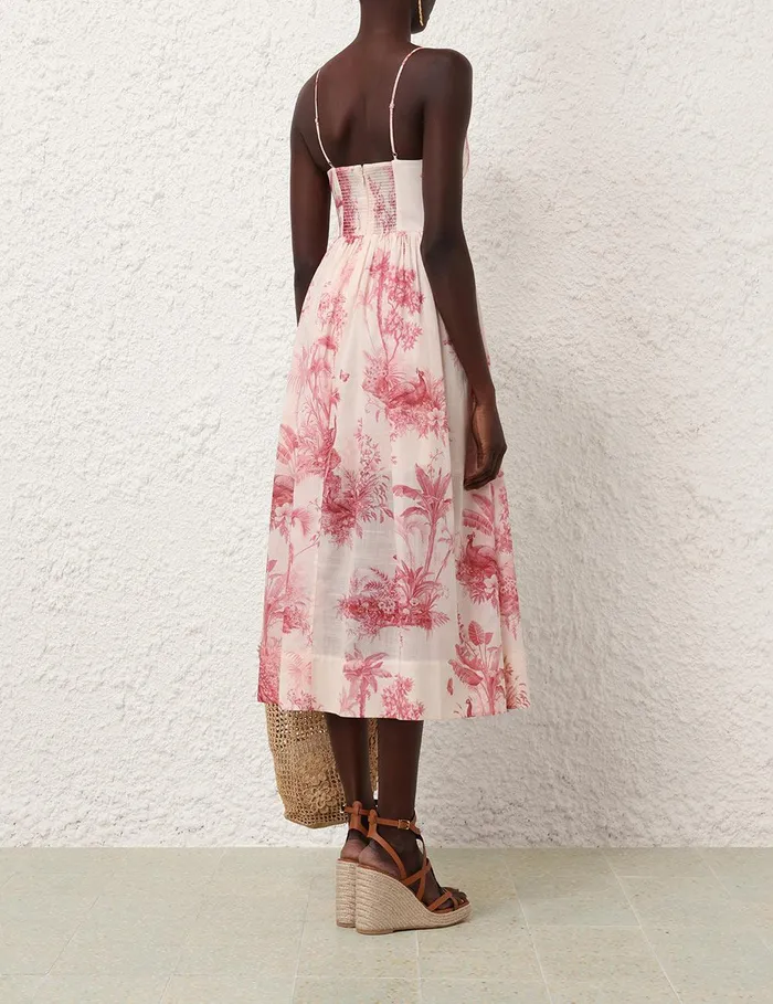 Women Dresses and Coverups Zimmermann Waverly Corset Midi Dress Pink Palm
