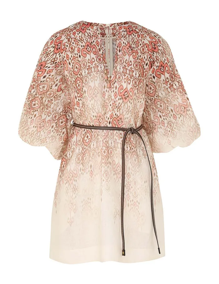Women Dresses and Coverups Zimmermann Wylie Mini Dress Peach Ikat
