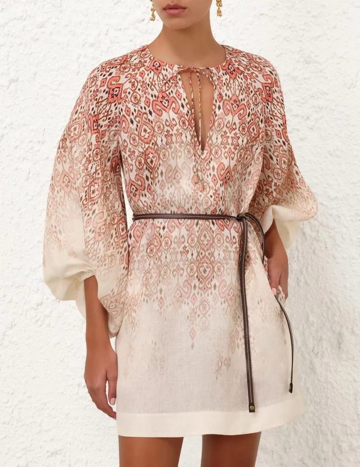 Women Dresses and Coverups Zimmermann Wylie Mini Dress Peach Ikat