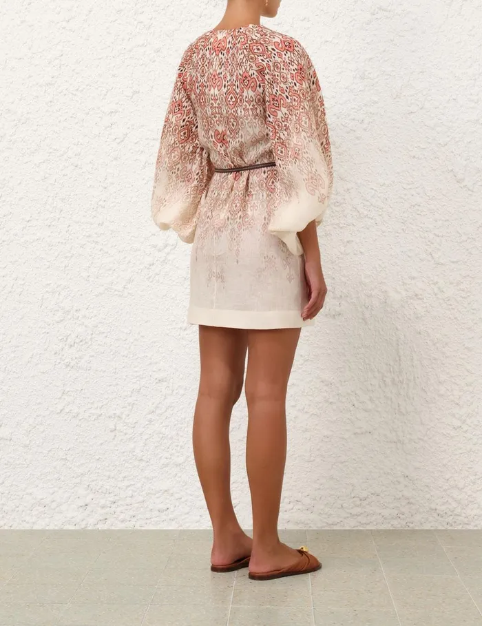 Women Dresses and Coverups Zimmermann Wylie Mini Dress Peach Ikat
