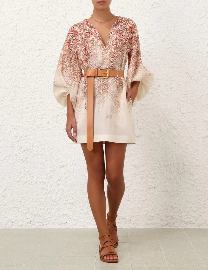 Women Dresses and Coverups Zimmermann Wylie Mini Dress Peach Ikat