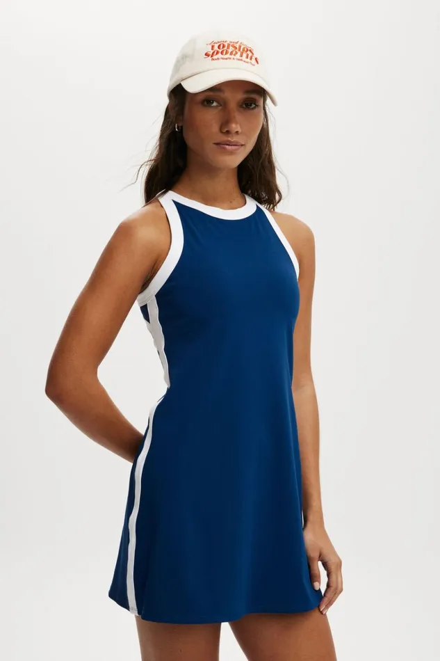 Women Dresses Cotton On Active Mesh Back Dress Navy Peony White