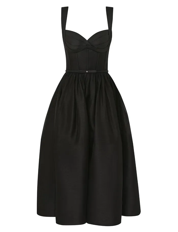 Women Dresses Zimmermann Crush Picnic Midi Dress Black