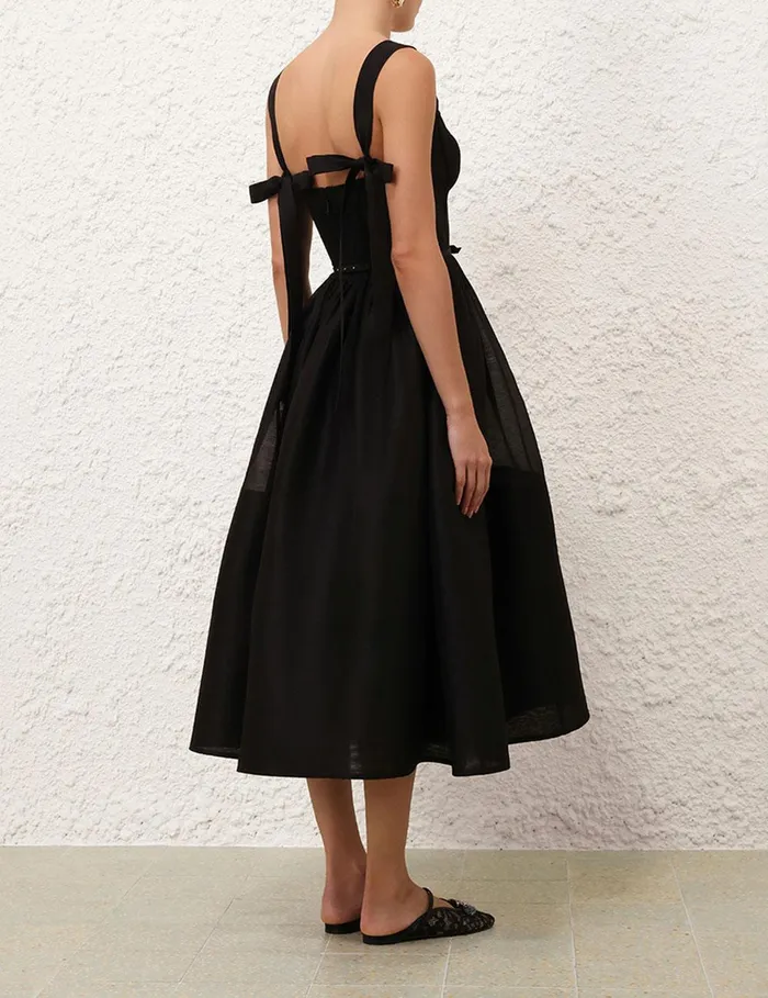 Women Dresses Zimmermann Crush Picnic Midi Dress Black