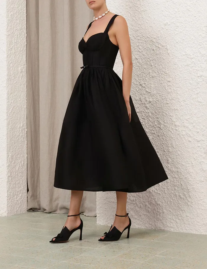 Women Dresses Zimmermann Crush Picnic Midi Dress Black