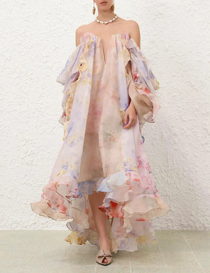 Women Dresses Zimmermann Crush Strapless Ruffle Dress Spliced Floral