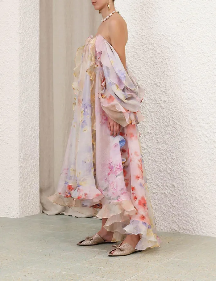 Women Dresses Zimmermann Crush Strapless Ruffle Dress Spliced Floral
