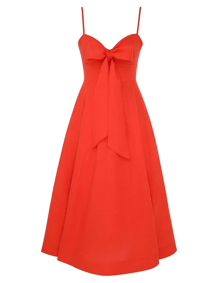 Women Dresses Zimmermann Crush Tie Front Midi Dress Red