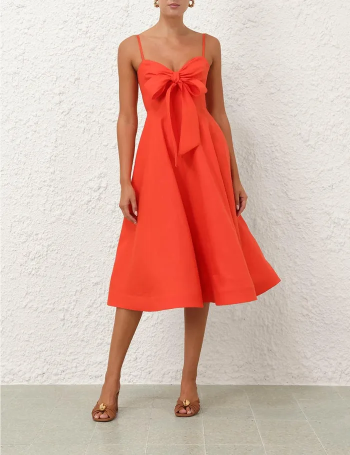 Women Dresses Zimmermann Crush Tie Front Midi Dress Red