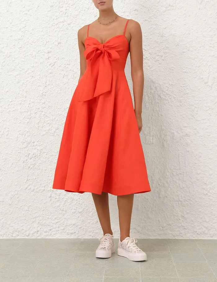 Women Dresses Zimmermann Crush Tie Front Midi Dress Red