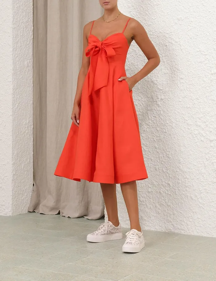 Women Dresses Zimmermann Crush Tie Front Midi Dress Red