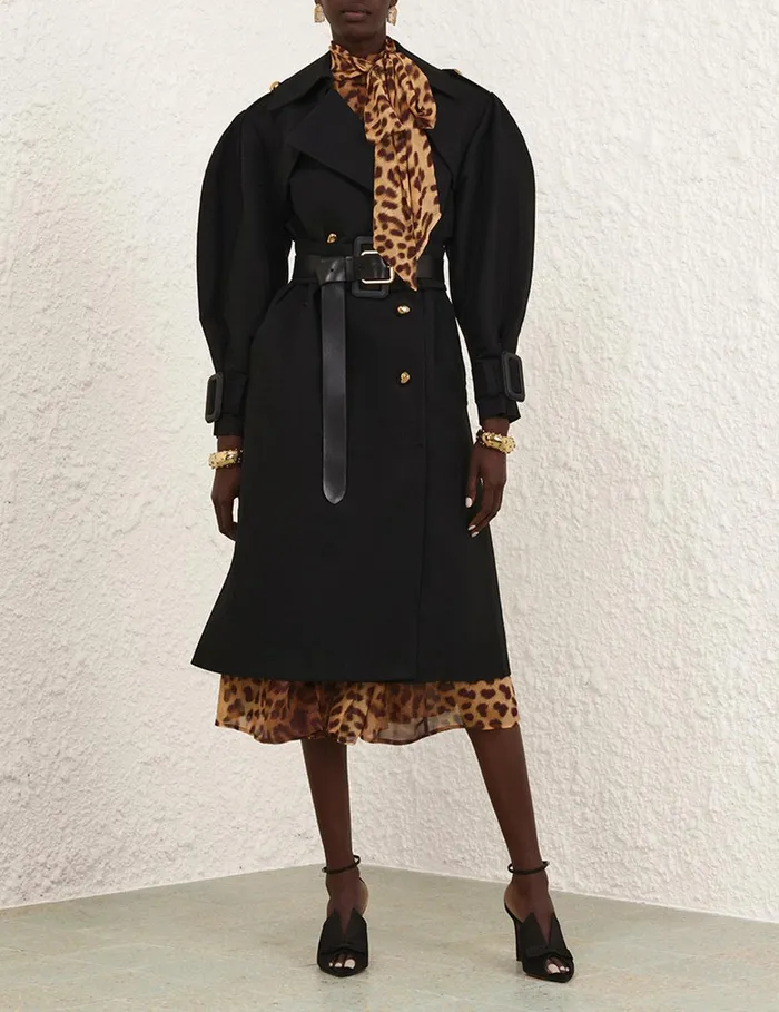 Women Dresses Zimmermann Crush Tie Neck Midi Dress Leopard