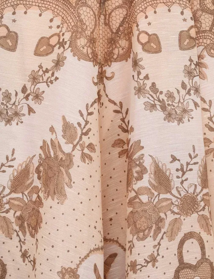 Women Dresses Zimmermann Crush Twist Front Midi Dress Peach Lace Print