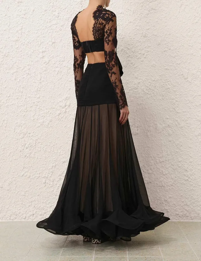 Women Dresses Zimmermann Illustration Flounce Gown Black