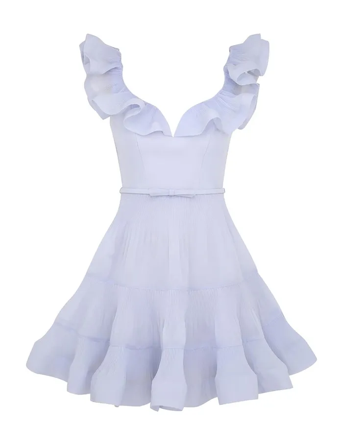 Women Dresses Zimmermann Pleated Frill Mini Dress Light Blue