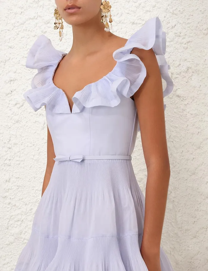 Women Dresses Zimmermann Pleated Frill Mini Dress Light Blue