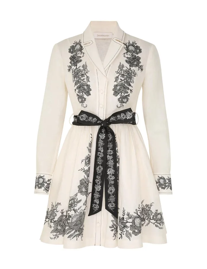 Women Dresses Zimmermann Shirt Mini Dress Cream Floral