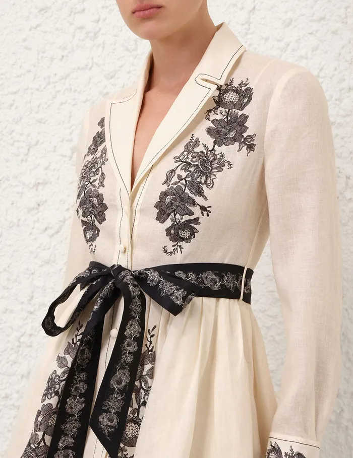 Women Dresses Zimmermann Shirt Mini Dress Cream Floral
