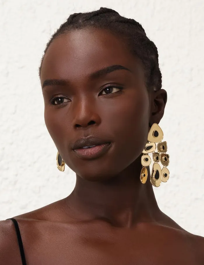 Women Earrings Zimmermann Petal Chandeliers Goldblack