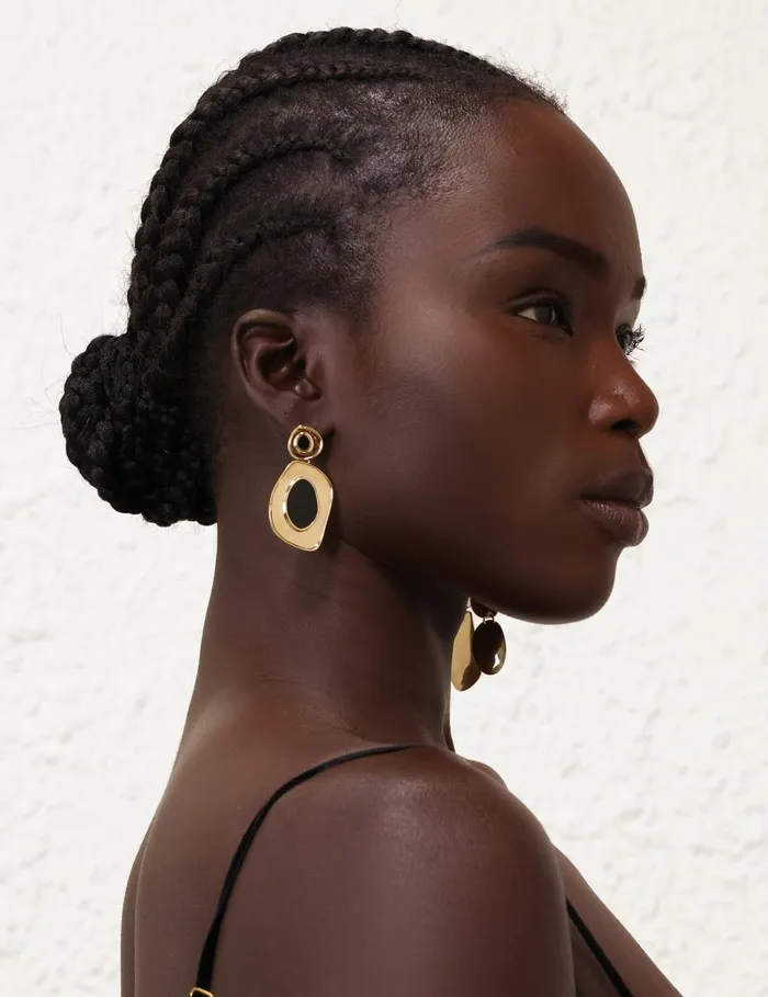 Women Earrings Zimmermann Petal Chandeliers Goldblack